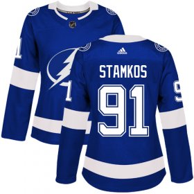 Wholesale Cheap Adidas Lightning #91 Steven Stamkos Blue Home Authentic Women\'s Stitched NHL Jersey
