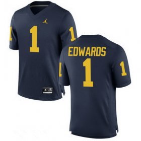 Wholesale Cheap Men\'s Michigan Wolverines #1 Braylon Edwards Retired Navy Blue Stitched College Football Brand Jordan NCAA Jersey