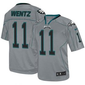 Wholesale Cheap Nike Eagles #11 Carson Wentz Lights Out Grey Men\'s Stitched NFL Elite Jersey