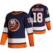 Wholesale Cheap New York Islanders #18 Anthony Beauvillier Navy Blue Men's Adidas 2020-21 Reverse Retro Alternate NHL Jersey