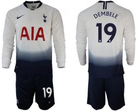 Wholesale Cheap Tottenham Hotspur #19 Dembele Home Long Sleeves Soccer Club Jersey