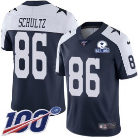 Wholesale Cheap Nike Cowboys #86 Dalton Schultz Navy Blue Thanksgiving Men\'s Stitched With Established In 1960 Patch NFL 100th Season Vapor Untouchable Limited Throwback Jersey
