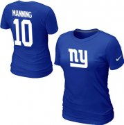 Wholesale Cheap Women's Nike New York Giants #10 Eli Manning Name & Number T-Shirt Blue