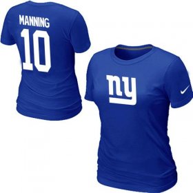 Wholesale Cheap Women\'s Nike New York Giants #10 Eli Manning Name & Number T-Shirt Blue