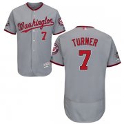Wholesale Cheap Nationals #7 Trea Turner Grey Flexbase Authentic Collection 2019 World Series Champions Stitched MLB Jersey