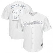 Wholesale Cheap Brewers #21 Travis Shaw White "Mayor-DDC" Players Weekend Cool Base Stitched MLB Jersey