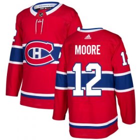 Wholesale Cheap Adidas Canadiens #12 Dickie Moore Red Home Authentic Stitched NHL Jersey