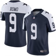Wholesale Cheap Nike Cowboys #9 Tony Romo Navy Blue Thanksgiving Youth Stitched NFL Vapor Untouchable Limited Throwback Jersey
