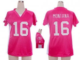 Wholesale Cheap Nike 49ers #16 Joe Montana Pink Draft Him Name & Number Top Women\'s Stitched NFL Elite Jersey