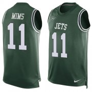 Wholesale Cheap Nike Jets #11 Denzel Mim Green Team Color Men's Stitched NFL Limited Tank Top Jersey