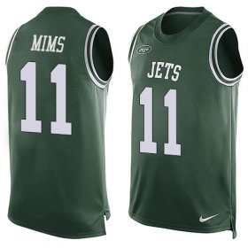 Wholesale Cheap Nike Jets #11 Denzel Mim Green Team Color Men\'s Stitched NFL Limited Tank Top Jersey