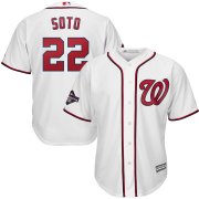 Wholesale Cheap Washington Nationals #22 Juan Soto Majestic Youth 2019 World Series Champions Home Cool Base Patch Player Jersey White