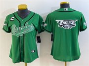 Cheap Women's Philadelphia Eagles Green Team Big Logo With 3-Star C Patch Cool Base Stitched Baseball Jersey(Run Small)