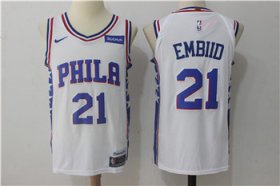 Wholesale Cheap Men\'s Philadelphia 76ers #21 Joel Embiid White Nike Stitched NBA Jersey