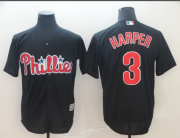 Wholesale Cheap Men's Philadelphia Phillies #3 Bryce Harper Black Cool Base Stitched Jersey