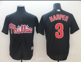Wholesale Cheap Men\'s Philadelphia Phillies #3 Bryce Harper Black Cool Base Stitched Jersey