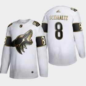 Wholesale Cheap Arizona Coyotes #8 Nick Schmaltz Men\'s Adidas White Golden Edition Limited Stitched NHL Jersey