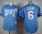 Wholesale Cheap Royals #6 Lorenzo Cain Light Blue 1985 Turn Back The Clock Stitched MLB Jersey
