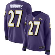 Wholesale Cheap Nike Ravens #27 J.K. Dobbins Purple Team Color Women's Stitched NFL Limited Therma Long Sleeve Jersey