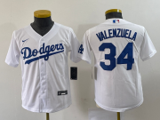 Wholesale Cheap Youth Los Angeles Dodgers #34 Fernando Valenzuela White Stitched Cool Base Nike Jersey