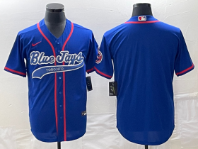 Wholesale Cheap Men\'s Toronto Blue Jays Blank Blue Cool Base Stitched Baseball Jersey