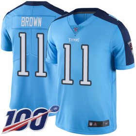 Wholesale Cheap Nike Titans #11 A.J. Brown Light Blue Men\'s Stitched NFL Limited Rush 100th Season Jersey