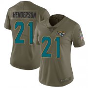 Wholesale Cheap Nike Jaguars #21 C.J. Henderson Olive Women's Stitched NFL Limited 2017 Salute To Service Jersey