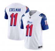 Wholesale Cheap Men's New England Patriots #11 Julian Edelman White Blue 2023 F.U.S.E. Vapor Limited Football Stitched Jersey