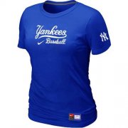 Wholesale Cheap Women's New York Yankees Nike Short Sleeve Practice MLB T-Shirt Blue
