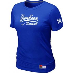 Wholesale Cheap Women\'s New York Yankees Nike Short Sleeve Practice MLB T-Shirt Blue