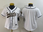 Wholesale Cheap Youth New Orleans Saints Blank White With Patch Cool Base Stitched Baseball Jersey