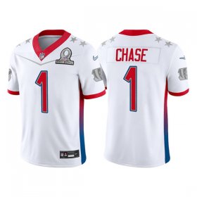 Wholesale Cheap Men\'s Cincinnati Bengals #1 Ja\'Marr Chase 2022 White AFC Pro Bowl Stitched Jersey