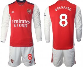 Wholesale Cheap Men 2021-2022 Club Arsenal home red Long Sleeve 8 Soccer Jersey