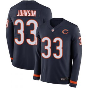 Wholesale Cheap Nike Bears #33 Jaylon Johnson Navy Blue Team Color Men\'s Stitched NFL Limited Therma Long Sleeve Jersey