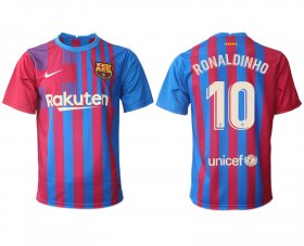 Wholesale Cheap Men 2021-2022 Club Barcelona home aaa version red 10 Nike Soccer Jerseys