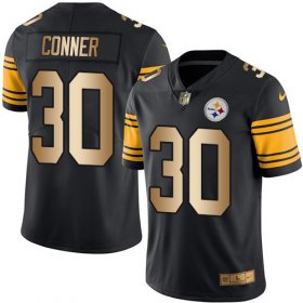 Wholesale Cheap Nike Steelers #30 James Conner Black Men\'s Stitched NFL Limited Gold Rush Jersey