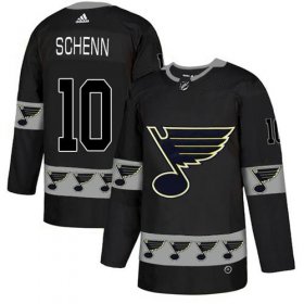 Wholesale Cheap Adidas Blues #10 Brayden Schenn Black Authentic Team Logo Fashion Stitched NHL Jersey