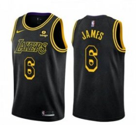 Wholesale Cheap Men\'s Los Angeles Lakers #6 LeBron James Bibigo Black Stitched Basketball Jersey