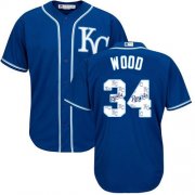 Wholesale Cheap Royals #34 Travis Wood Royal Blue Team Logo Fashion Stitched MLB Jersey