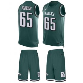 Wholesale Cheap Nike Eagles #65 Lane Johnson Midnight Green Team Color Men\'s Stitched NFL Limited Tank Top Suit Jersey