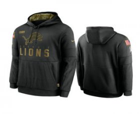 Wholesale Cheap Men\'s Detroit Lions Black 2020 Salute to Service Sideline Performance Pullover Hoodie