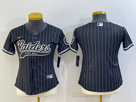 Wholesale Cheap Women\'s Las Vegas Raiders Black With Patch Cool Base Stitched Baseball Jersey