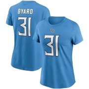 Wholesale Cheap Tennessee Titans #31 Kevin Byard Nike Women's Team Player Name & Number T-Shirt Light Blue