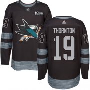 Wholesale Cheap Adidas Sharks #19 Joe Thornton Black 1917-2017 100th Anniversary Stitched NHL Jersey