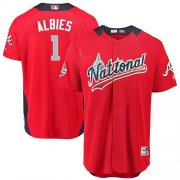 Wholesale Cheap Braves #1 Ozzie Albies Red 2018 All-Star National League Stitched MLB Jersey