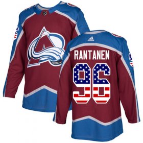 Wholesale Cheap Adidas Avalanche #96 Mikko Rantanen Burgundy Home Authentic USA Flag Stitched NHL Jersey