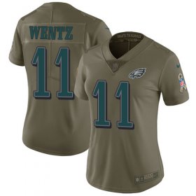 Wholesale Cheap Nike Eagles #11 Carson Wentz Olive Women\'s Stitched NFL Limited 2017 Salute to Service Jersey