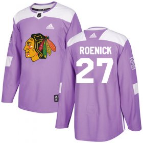 Wholesale Cheap Adidas Blackhawks #27 Jeremy Roenick Purple Authentic Fights Cancer Stitched NHL Jersey