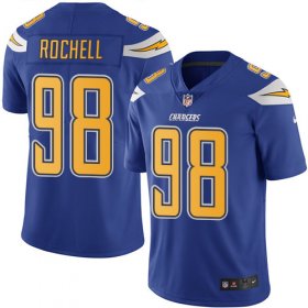 Wholesale Cheap Nike Chargers #98 Isaac Rochell Electric Blue Men\'s Stitched NFL Limited Rush Jersey