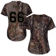 Wholesale Cheap Reds #66 Yasiel Puig Camo Realtree Collection Cool Base Women's Stitched MLB Jersey